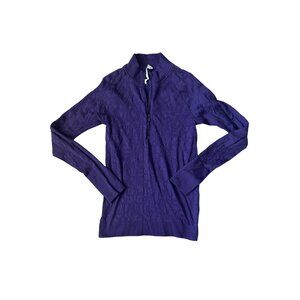 LULULEMON Purple Floral Zip Long Sleeve Shirt Top Sz 8